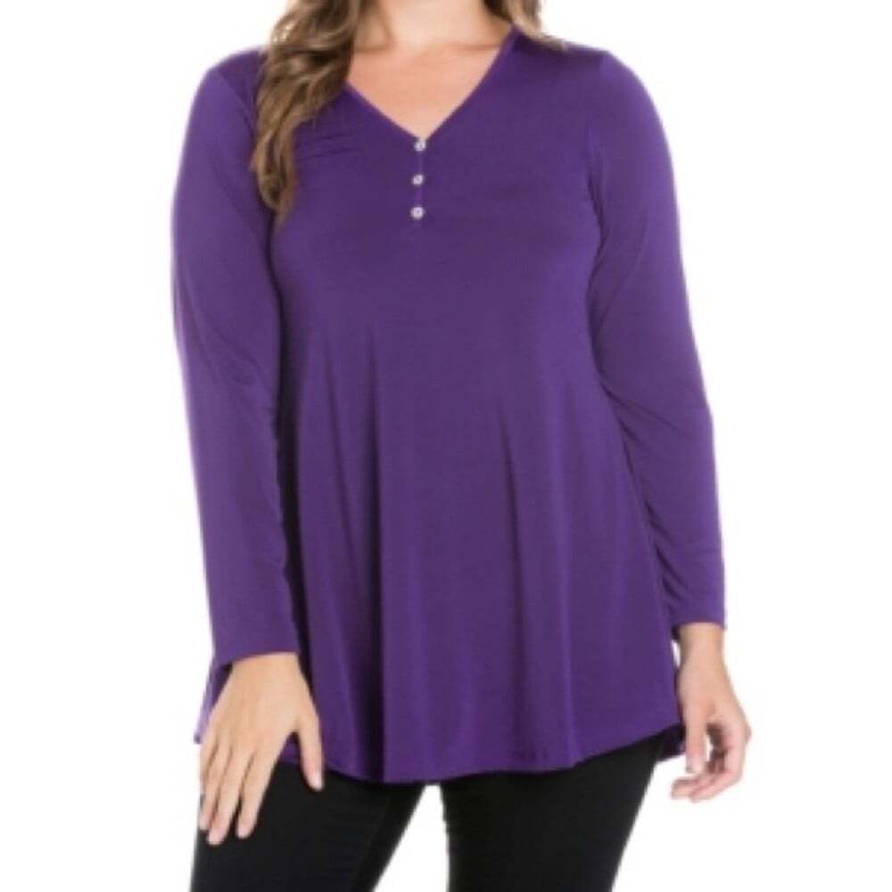 24/7 Comfort Apparel Purple Tunic Blouse Relaxed Fit Plus Size 2X New Tags